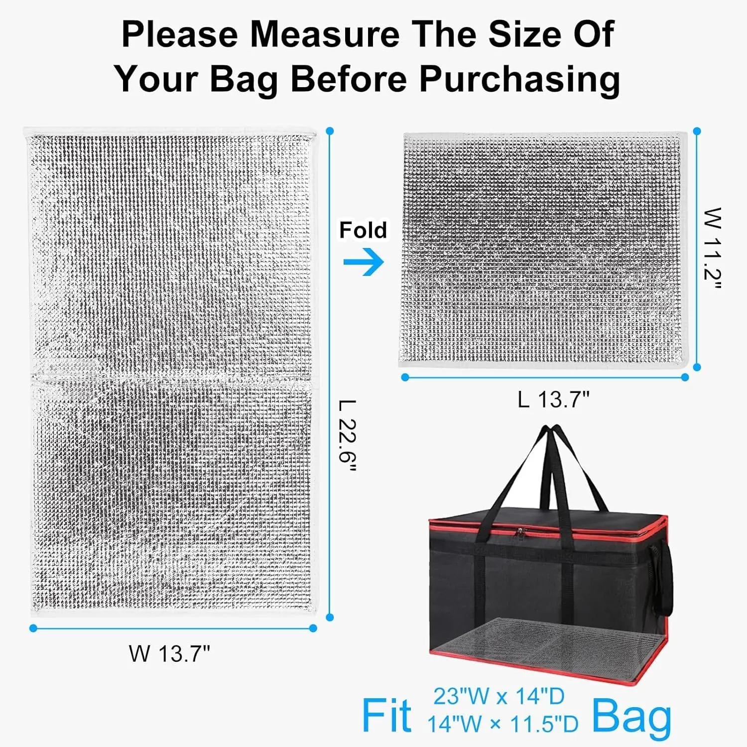 Bodaon 3PK Portable Insulation Hard Bottom for 16" W x 9"D Food Delivery Bag，Uber Eats/Doordash Insulated Grocery XL-bags Accessories，Reusable Shopping/Catering Carrier Keep Cooler Warm，Foldable Board