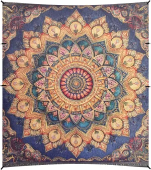 Bohemian Pattern Boho Vintage Mandala Beach Cabana UPF50  Protection Lightweight Outdoor Sun Shade with Sand Shovel, Sandbags for Camping Trips, Fishing, Backyard Fun or Picnics