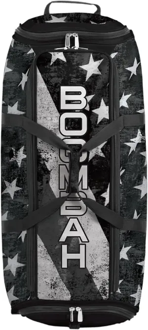 Boombah Brute Rolling Bat Bag 2.0-35" x 15" x 12-1/2" - USA Old Stars & Stripes Black Ops Black/White - Holds 4 Bats and Room for Gear - Wheeled Bag