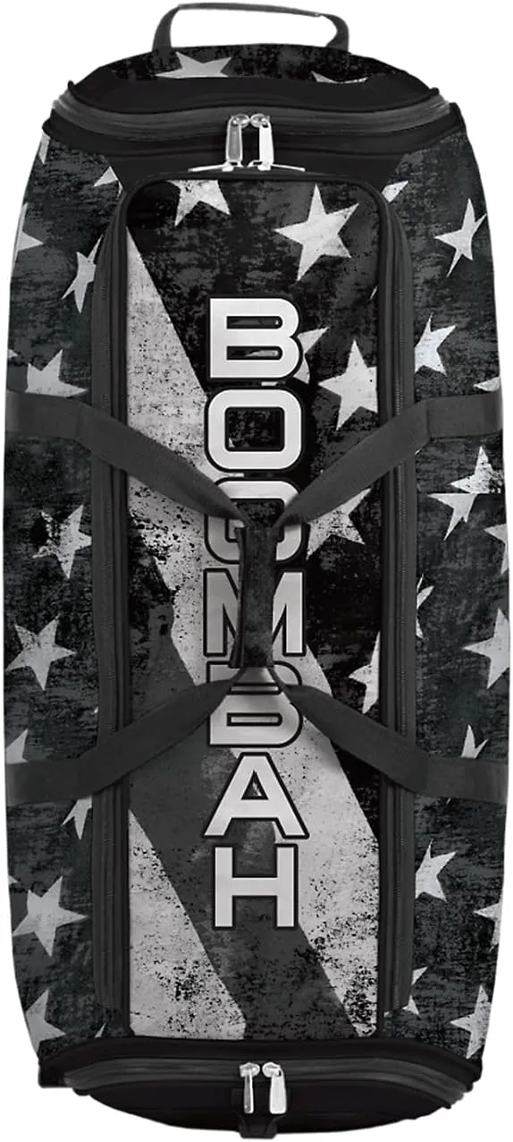 Boombah Brute Rolling Bat Bag 2.0-35" x 15" x 12-1/2" - USA Old Stars & Stripes Black Ops Black/White - Holds 4 Bats and Room for Gear - Wheeled Bag