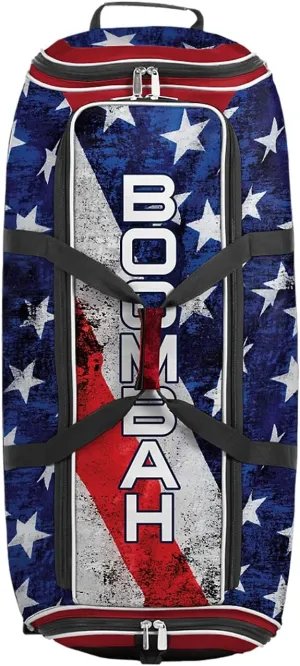 Boombah Brute Rolling Bat Bag 2.0-35" x 15" x 12-1/2" - USA Stars & Stripes Navy/Red/White - Holds 4 Bats and Room for Gear - Wheeled Bag