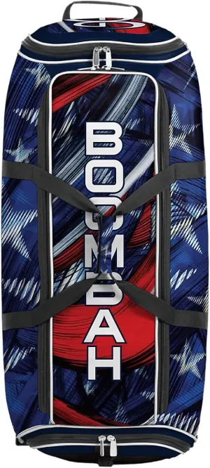 Boombah Brute Rolling Bat Bag 2.0-35" x 15" x 12-1/2" - USA Wave Navy/Red/White - Holds 4 Bats and Room for Gear - Wheeled Bag