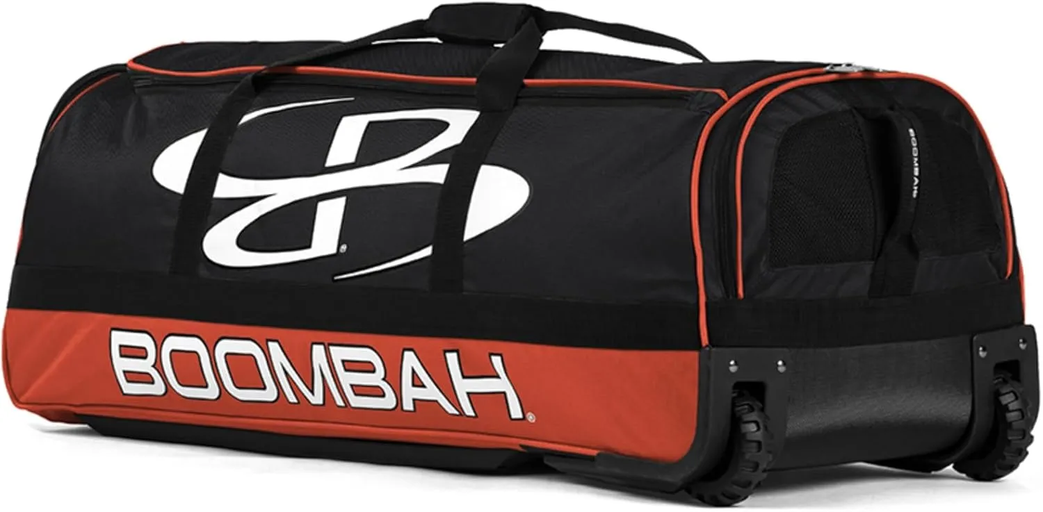 Boombah Brute Rolling Bat Bag - 35" x 15" x 12-1/2" - Multiple Color Options - Holds 4 Bats and Room for Gear - Wheeled Bag