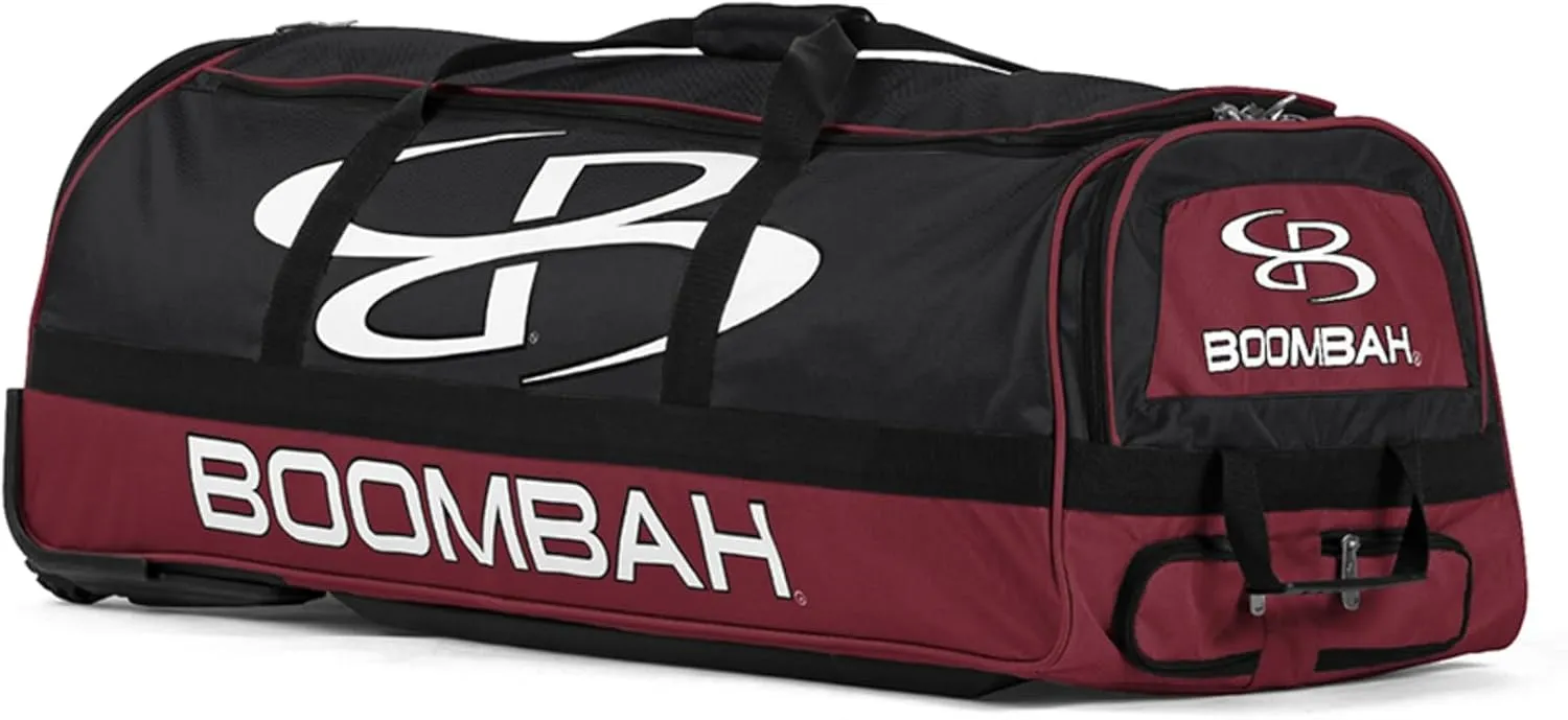 Boombah Brute Rolling Bat Bag - 35" x 15" x 12-1/2" - Multiple Color Options - Holds 4 Bats and Room for Gear - Wheeled Bag
