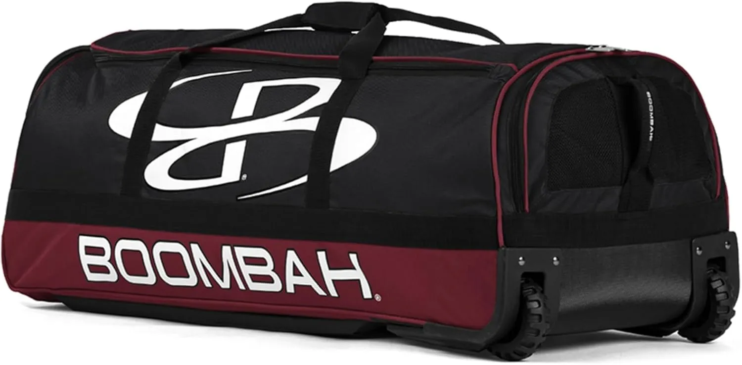 Boombah Brute Rolling Bat Bag - 35" x 15" x 12-1/2" - Multiple Color Options - Holds 4 Bats and Room for Gear - Wheeled Bag