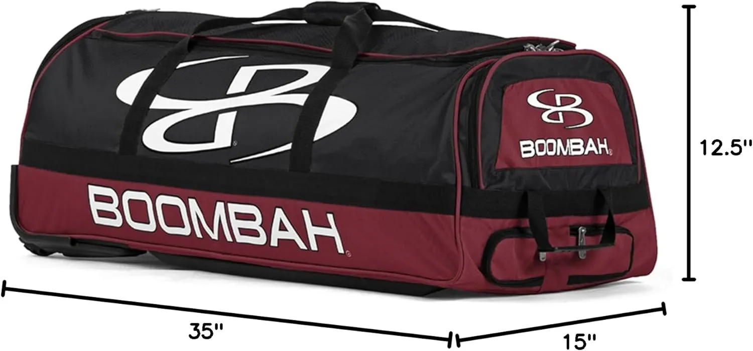 Boombah Brute Rolling Bat Bag - 35" x 15" x 12-1/2" - Multiple Color Options - Holds 4 Bats and Room for Gear - Wheeled Bag