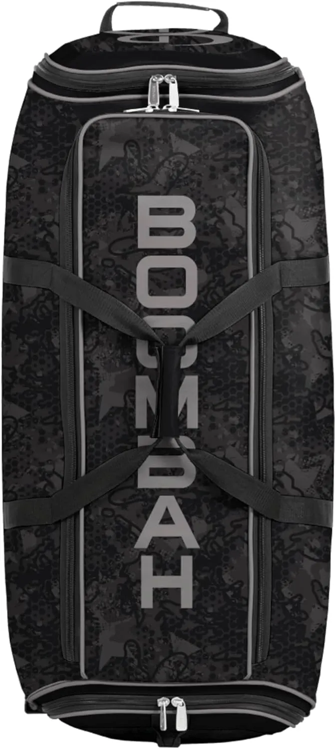 Boombah Brute Rolling Bat Bag - 35" x 15" x 12-1/2" - USA Black Ops Black/Royal/Red - Holds 4 Bats and Room for Gear - Wheeled Bag