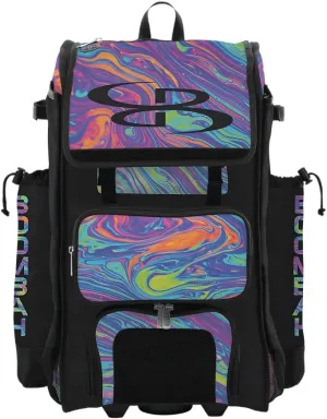 Boombah Rolling Catchers Superpack Baseball/Softball Gear Bag - 23-1/2" x 13-1/2" x 9-1/2" - Lava 2 Multi - Telescopic Handle - Holds 4 Bats - Wheeled Version