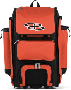 Boombah Rolling Catcher's Superpack Baseball/Softball Gear Bag - 23-1/2" x 13-1/2" x 9-1/2" - Multiple Colors - Telescopic Handle and Holds 4 Bats - Wheeled Version
