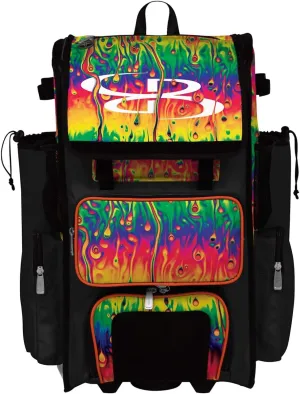 Boombah Rolling Superpack 2.0 Baseball/Softball Gear Bag - 23-1/2" x 13-1/2" x 9-1/2" - Lava Multi - Telescopic Handle - Holds 4 Bats - Wheeled Version