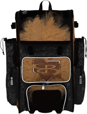 Boombah Rolling Superpack Baseball/Softball Gear Bag - 23-1/2" x 13-1/2" x 9-1/2" - Baseball Homeplate Black/White - Telescopic Handle - Holds 4 Bats - Wheeled Version