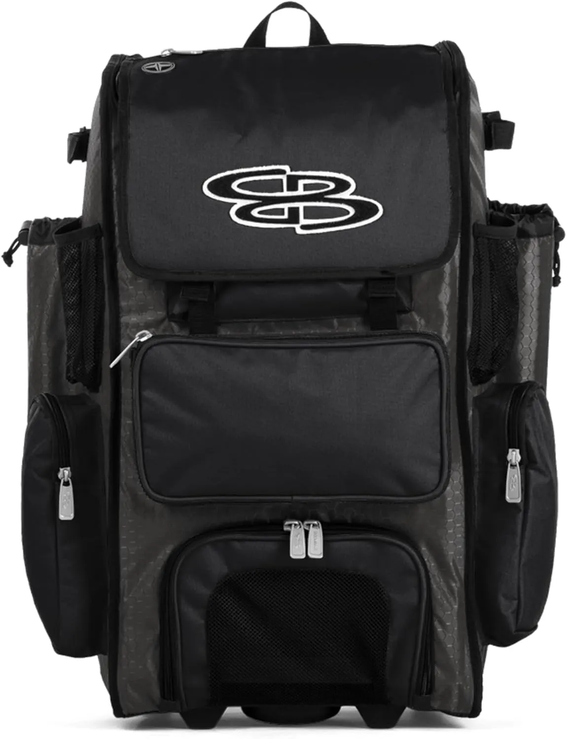 Boombah Rolling Superpack Baseball/Softball Gear Bag - 23-1/2" x 13-1/2" x 9-1/2" - Multiple Colors - Telescopic Handle and Holds 4 Bats - Wheeled Version