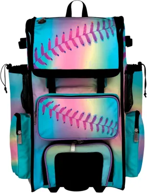 Boombah Rolling Superpack Baseball/Softball Gear Bag - 23-1/2" x 13-1/2" x 9-1/2" - Telescopic Handle - Holds 4 Bats - Wheeled Version - Softball Dream Multicolor