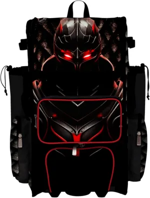 Boombah Rolling Superpack Baseball/Softball Gear Bag - Telescopic Handle - Holds 4 Bats - Wheeled Version - Knight Black/Red/Charcoal