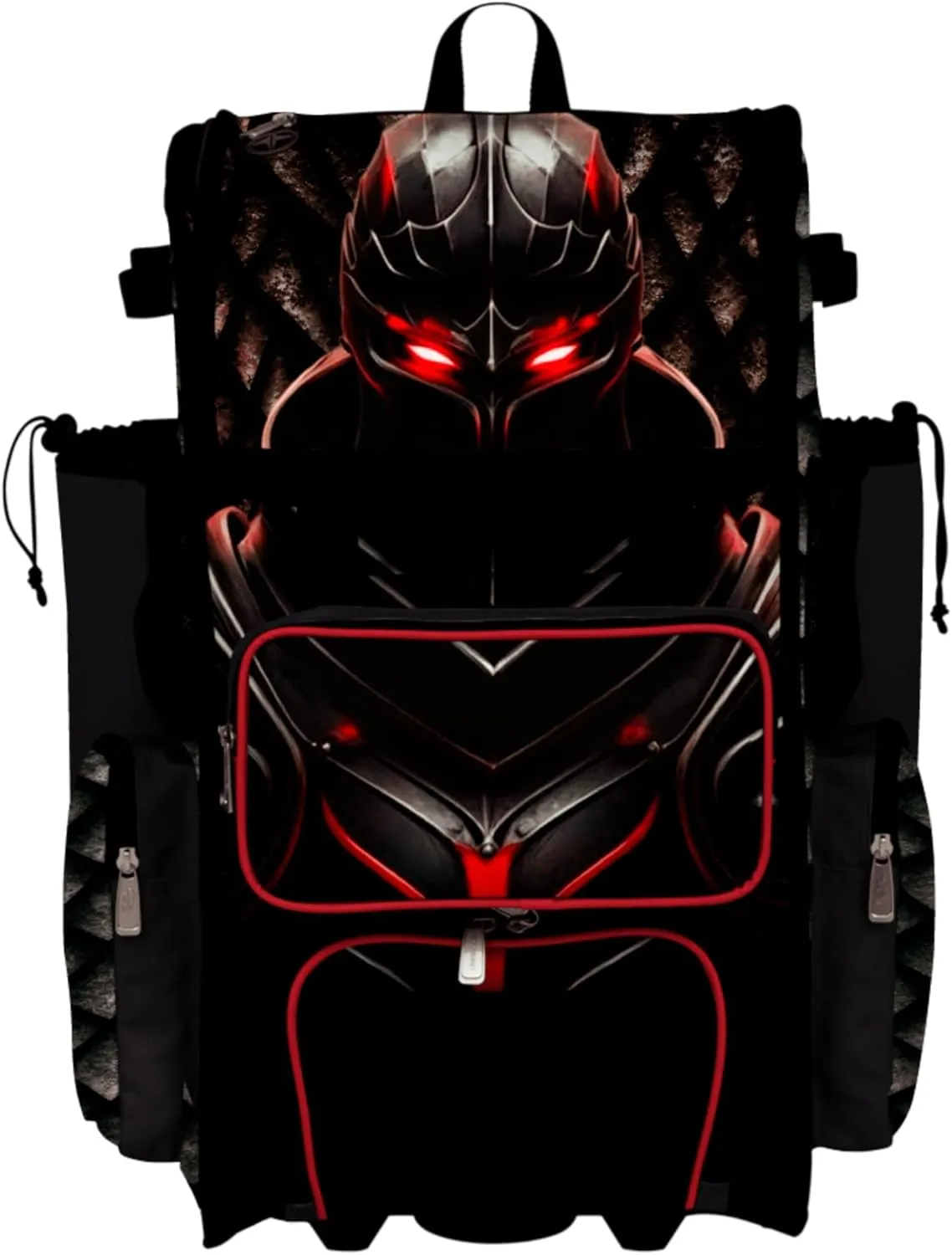 Boombah Rolling Superpack Baseball/Softball Gear Bag - Telescopic Handle - Holds 4 Bats - Wheeled Version - Knight Black/Red/Charcoal