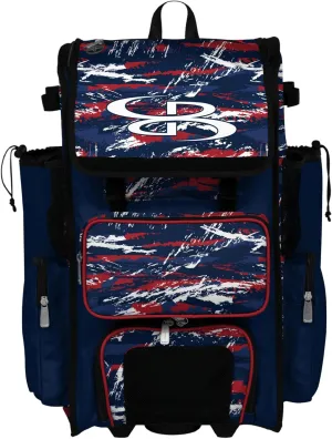 Boombah Rolling Superpack Baseball/Softball Gear Bag - Telescopic Handle - Holds 4 Bats - Wheeled Version - Razor Multiple Colors