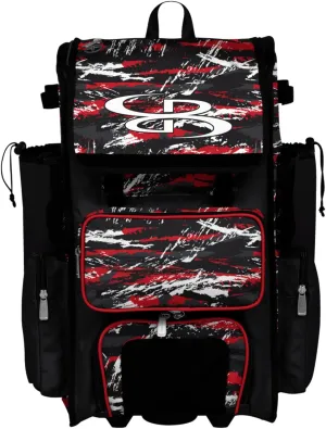 Boombah Rolling Superpack Baseball/Softball Gear Bag - Telescopic Handle - Holds 4 Bats - Wheeled Version - Razor Multiple Colors