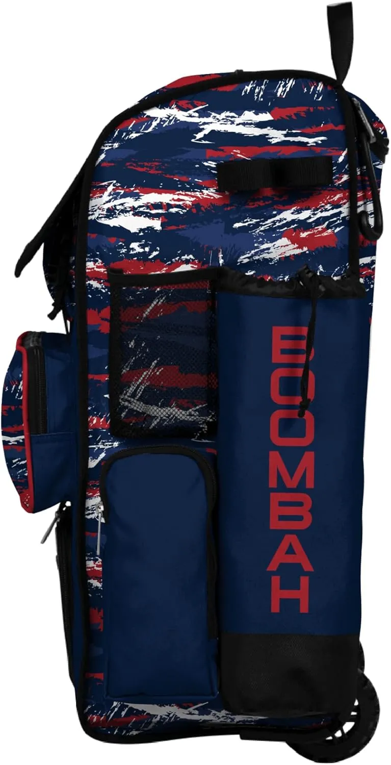 Boombah Rolling Superpack Baseball/Softball Gear Bag - Telescopic Handle - Holds 4 Bats - Wheeled Version - Razor Multiple Colors