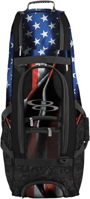 Boombah Spartan Rolling Bat Bag 2.0 USA Black Ops - 38" x 12-1/2" x 12" - Black/Royal Blue/Red - Holds 4 Bats and Much More