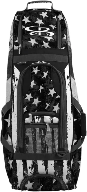 Boombah Spartan Rolling Bat Bag 2.0 USA Stars & Stripes Black Ops - 38" x 12-1/2" x 12" - Black/White - Holds 4 Bats and Much More