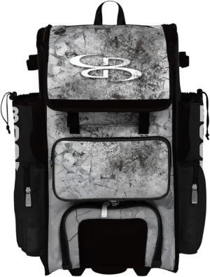 Boombah Superpack Hybrid Rolling Bat Bag - Crusher Black/Gray/White - Wheeled & Backpack Version