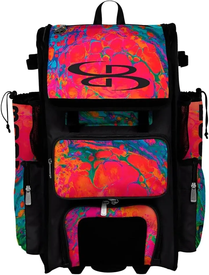 Boombah Superpack Hybrid Rolling Bat Bag - Lava 3.0 Bat Pack Multi - Wheeled & Backpack Version