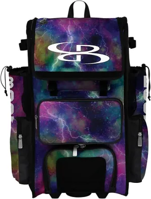 Boombah Superpack Hybrid Rolling Bat Bag - Nebula 2.0 Bat Pack Multicolor - Wheeled & Backpack Version