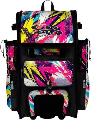 Boombah Superpack Hybrid Rolling Bat Bag - Shattered Bat Pack Multi - Wheeled & Backpack Version