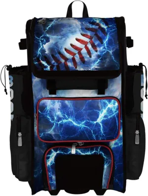 Boombah Superpack Hybrid Rolling Bat Bag - The Natural Black/Red/White - Wheeled & Backpack Version