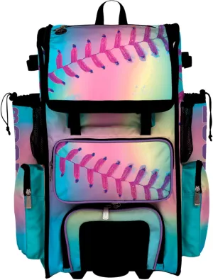 Boombah Superpack Hybrid Rolling Bat Bag - Wheeled & Backpack Version - Softball Dream Multi