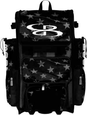 Boombah Superpack Hybrid Rolling Bat Bag - Wheeled & Backpack Version - USA Delta Charcoal/Black/White