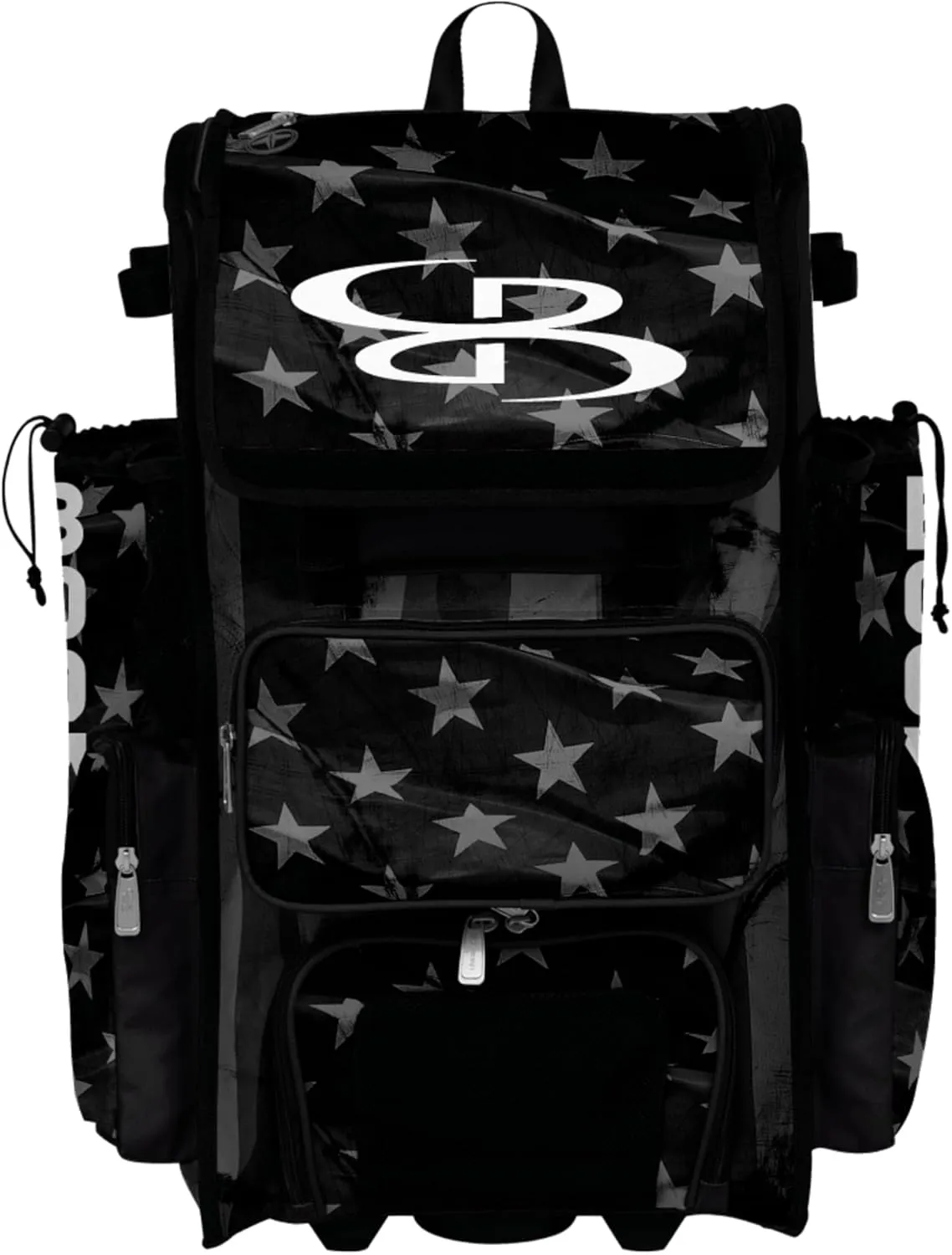 Boombah Superpack Hybrid Rolling Bat Bag - Wheeled & Backpack Version - USA Delta Charcoal/Black/White