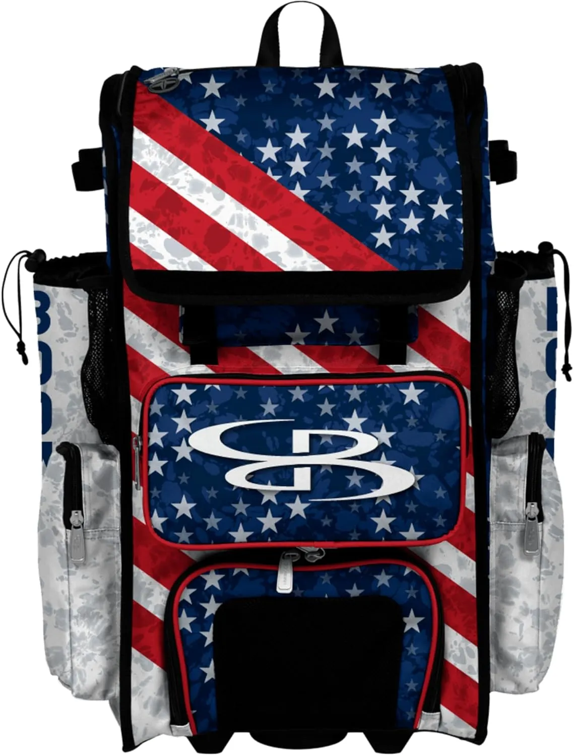 Boombah Superpack Hybrid Rolling Bat Bag - Wheeled & Backpack Version - USA United Navy/Red/White