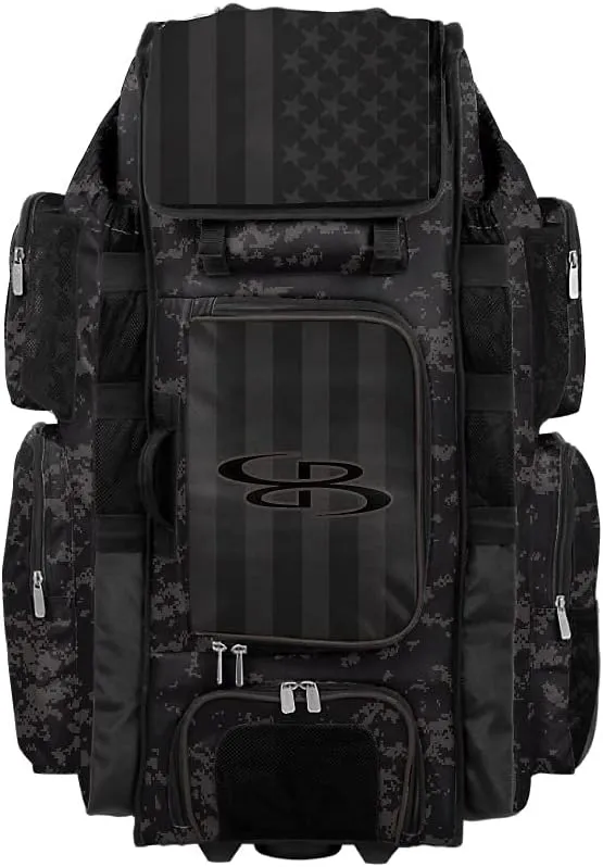 Boombah Superpack XL Rolling Bat Bag - 36" x 16" x 23.5" - USA Clandestine Black/Dark Charcoal - Wheeled Version