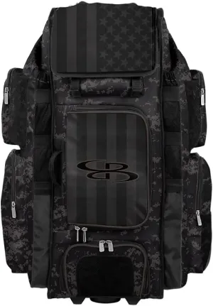 Boombah Superpack XL Rolling Bat Bag - 36" x 16" x 23.5" - USA Clandestine Black/Dark Charcoal - Wheeled Version