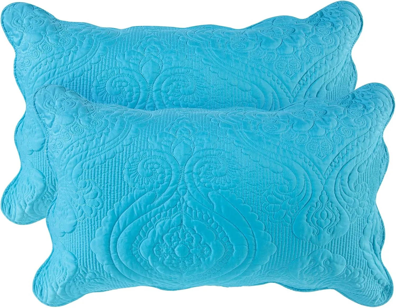 BOSOWOS Quilted Pillow Shams Set of 2, Decorative King Bed Pillow Shams, Soft Breathable Pillow Covers with Envelope Closure (Blue, 2Pcs:20 x 36inch)