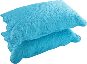 BOSOWOS Quilted Pillow Shams Set of 2, Decorative King Bed Pillow Shams, Soft Breathable Pillow Covers with Envelope Closure (Blue, 2Pcs:20 x 36inch)