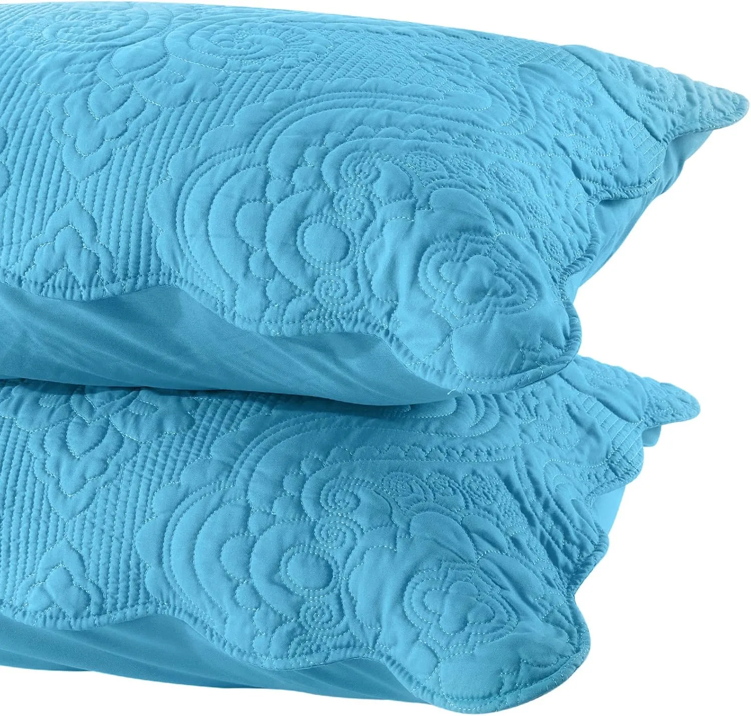 BOSOWOS Quilted Pillow Shams Set of 2, Decorative King Bed Pillow Shams, Soft Breathable Pillow Covers with Envelope Closure (Blue, 2Pcs:20 x 36inch)