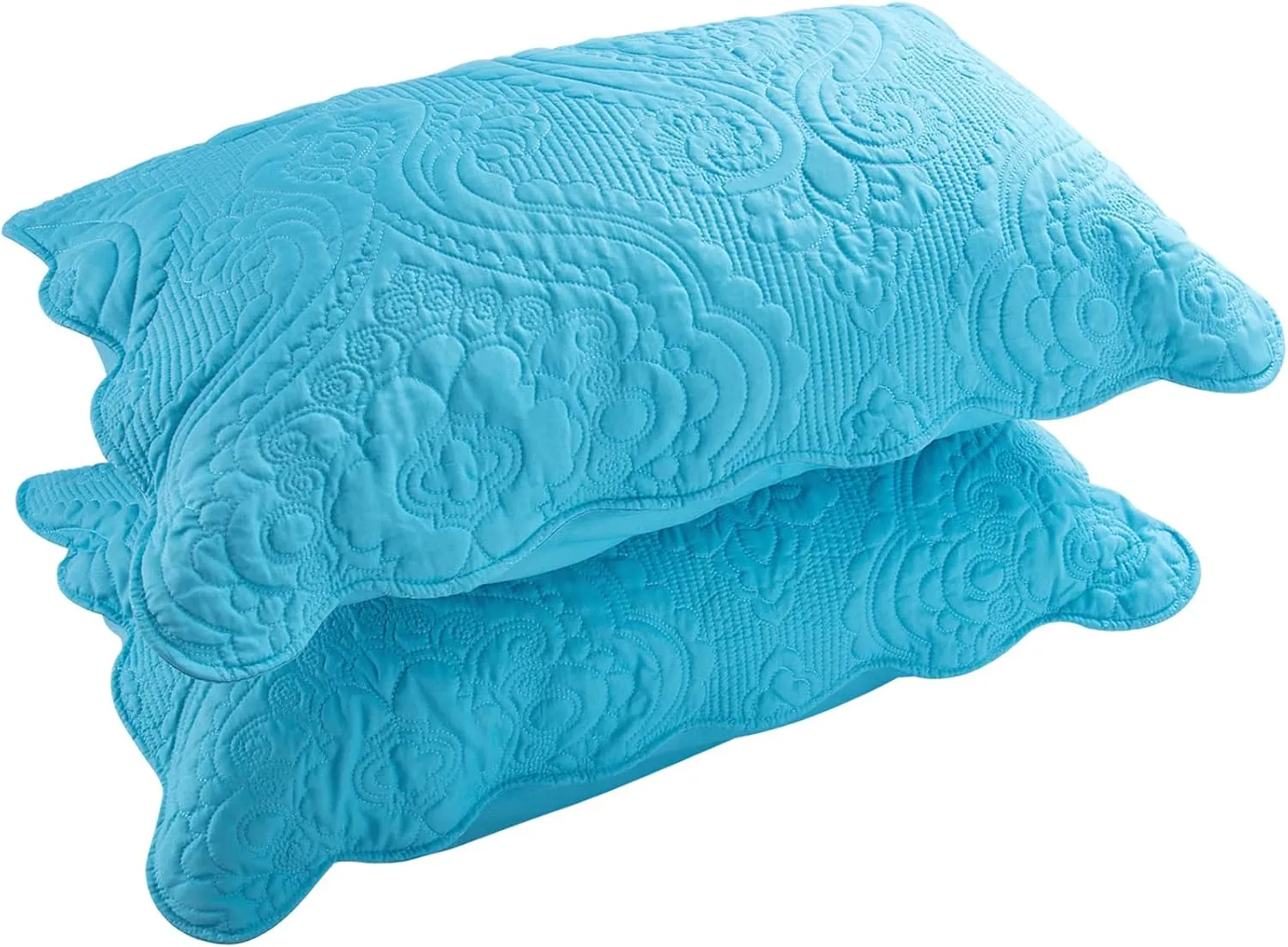 BOSOWOS Quilted Pillow Shams Set of 2, Decorative King Bed Pillow Shams, Soft Breathable Pillow Covers with Envelope Closure (Blue, 2Pcs:20 x 36inch)