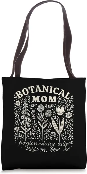 Botanical Mom Floral Foxglove Daisy Tulip Mother's day Tote Bag