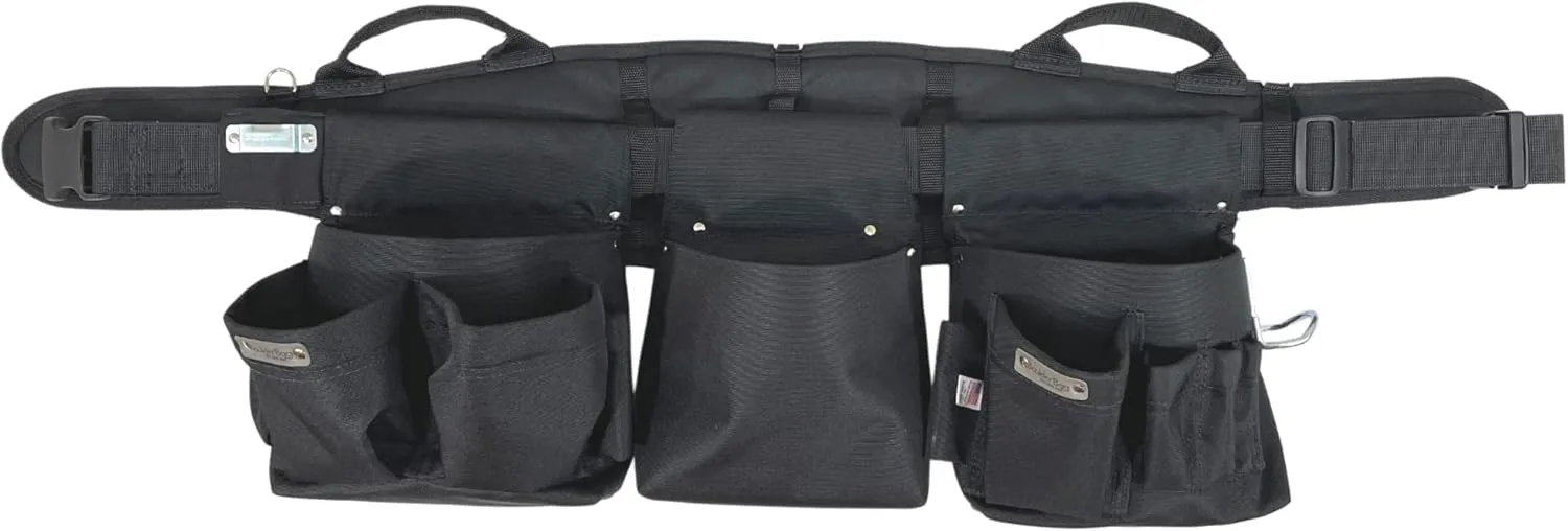 BOULDER BAG Ultimate Carpenter MAX Triple Combo with Comfort Back Support Tool Belt, Quick Release Buckle, Heavy Duty Tool Bag, Black (Medium 28-32 Inches) | Made in USA