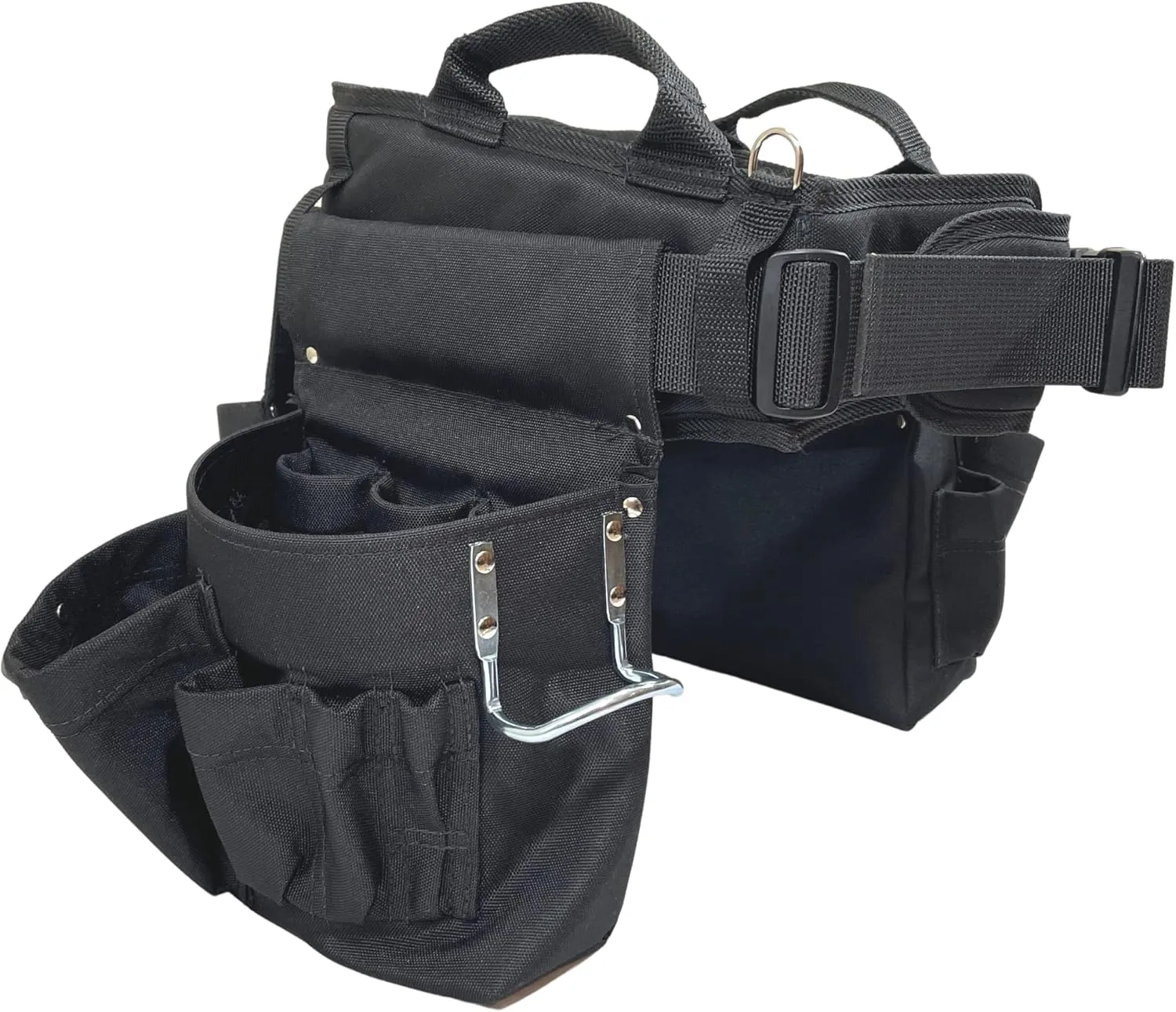BOULDER BAG Ultimate Carpenter MAX Triple Combo with Comfort Back Support Tool Belt, Quick Release Buckle, Heavy Duty Tool Bag, Black (Medium 28-32 Inches) | Made in USA