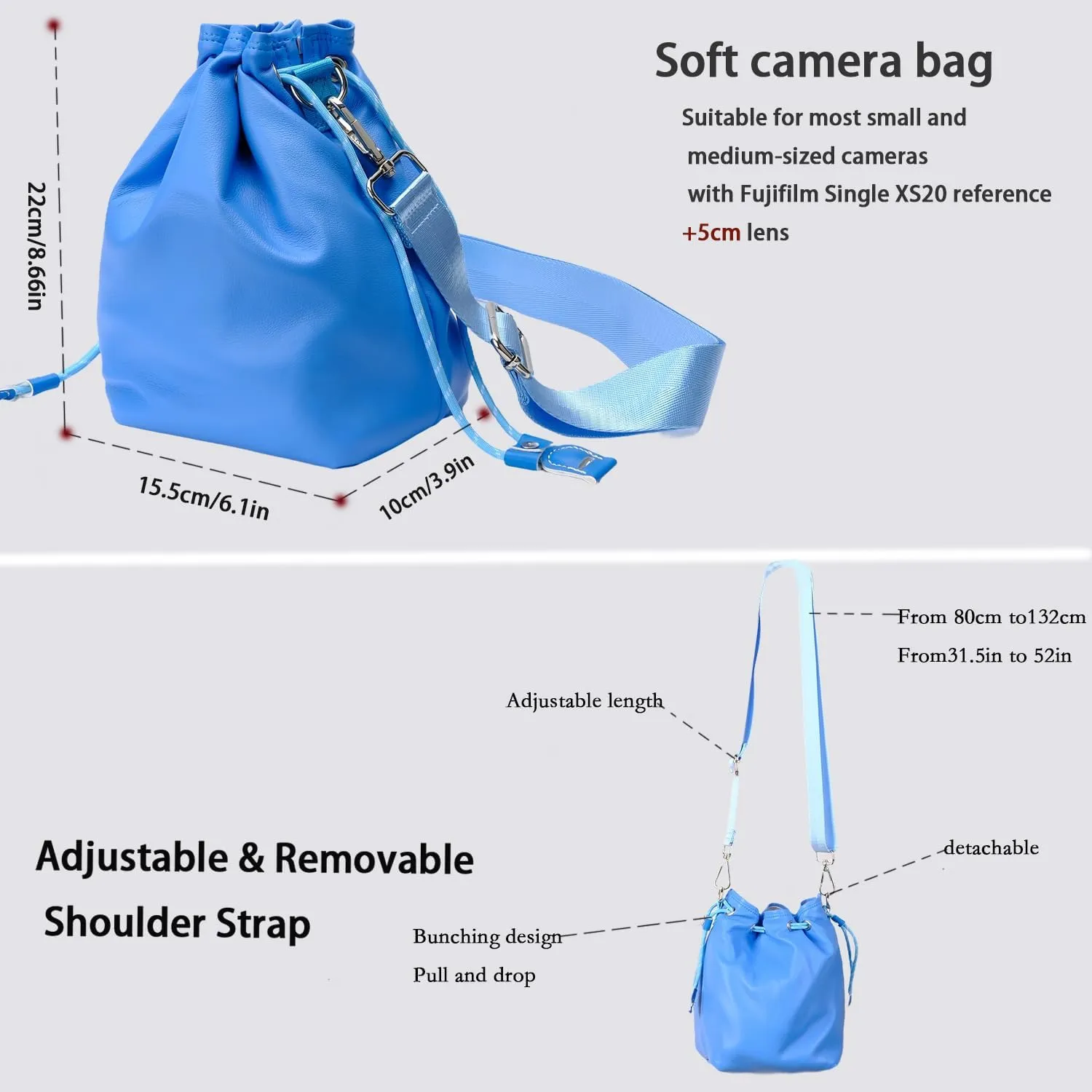 Bowan Small Camera Bag,Camera casing bag,Soft Cute Camera Pouch Handbag compatible with Mirrorless Cameras/Nikon/Canon/Sony/Fuji Camera Case (blue, Small)