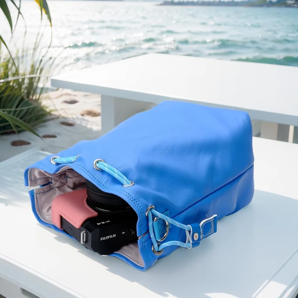 Bowan Small Camera Bag,Camera casing bag,Soft Cute Camera Pouch Handbag compatible with Mirrorless Cameras/Nikon/Canon/Sony/Fuji Camera Case (blue, Small)