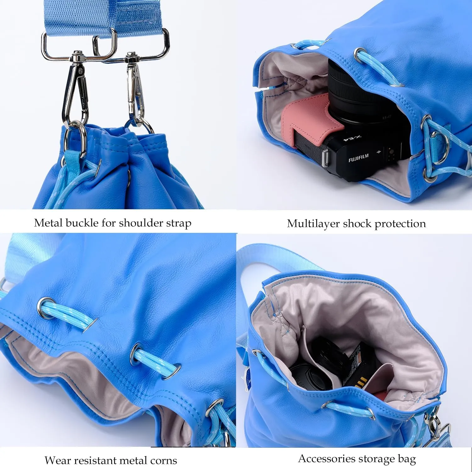 Bowan Small Camera Bag,Camera casing bag,Soft Cute Camera Pouch Handbag compatible with Mirrorless Cameras/Nikon/Canon/Sony/Fuji Camera Case (blue, Small)