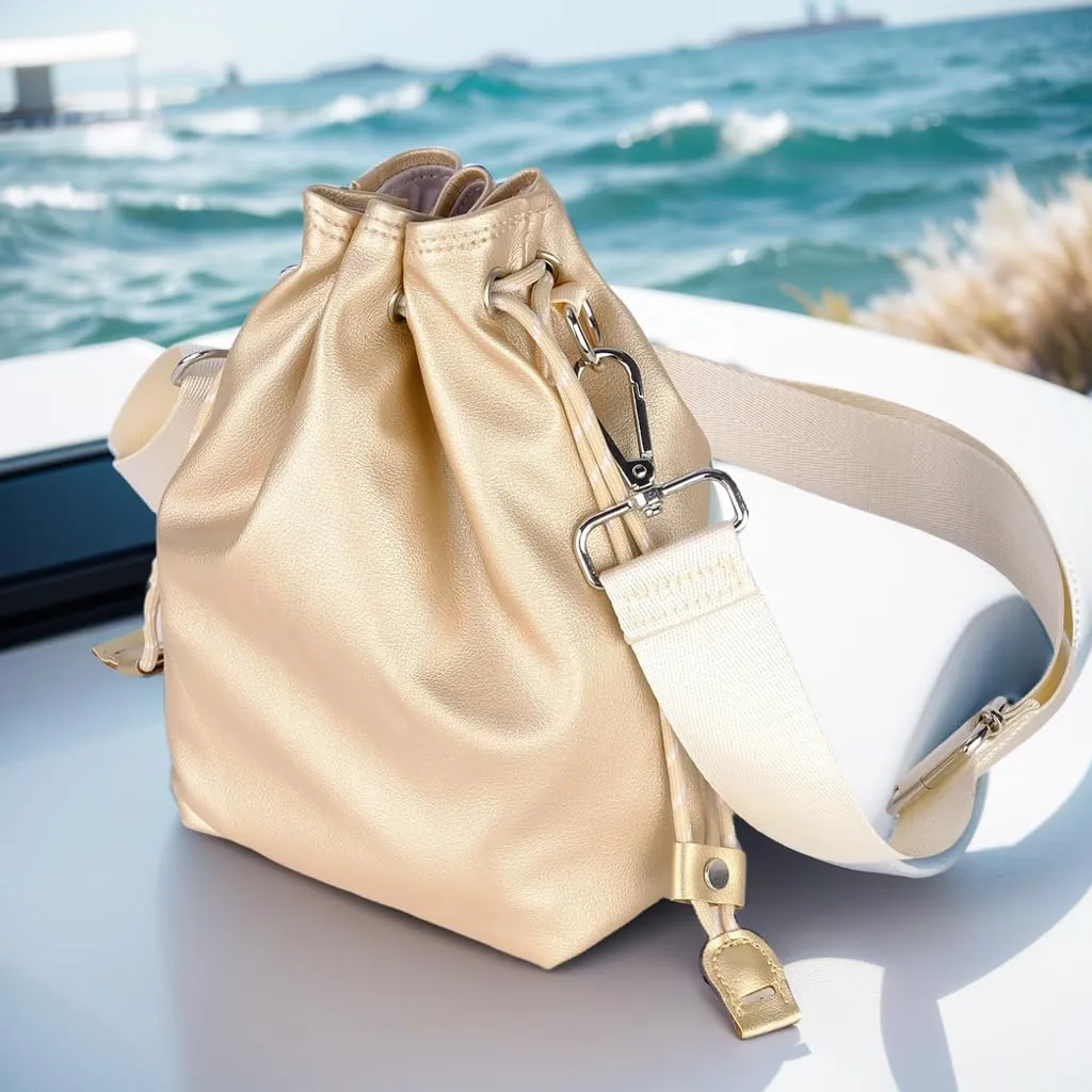 Bowan Small Camera Bag,Camera casing bag,Soft Cute Camera Pouch Handbag compatible with Mirrorless Cameras/Nikon/Canon/Sony/Fuji Camera Case (golden, Small)