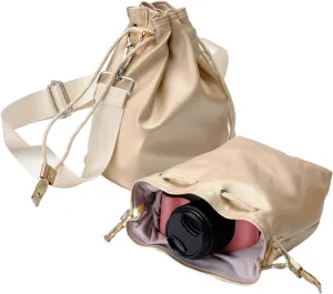 Bowan Small Camera Bag,Camera casing bag,Soft Cute Camera Pouch Handbag compatible with Mirrorless Cameras/Nikon/Canon/Sony/Fuji Camera Case (golden, Small)