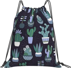 BREAUX Cactus Succulent plant print Leisure drawstring backpack, fitness bag, foldable fit for sports travel and daily use