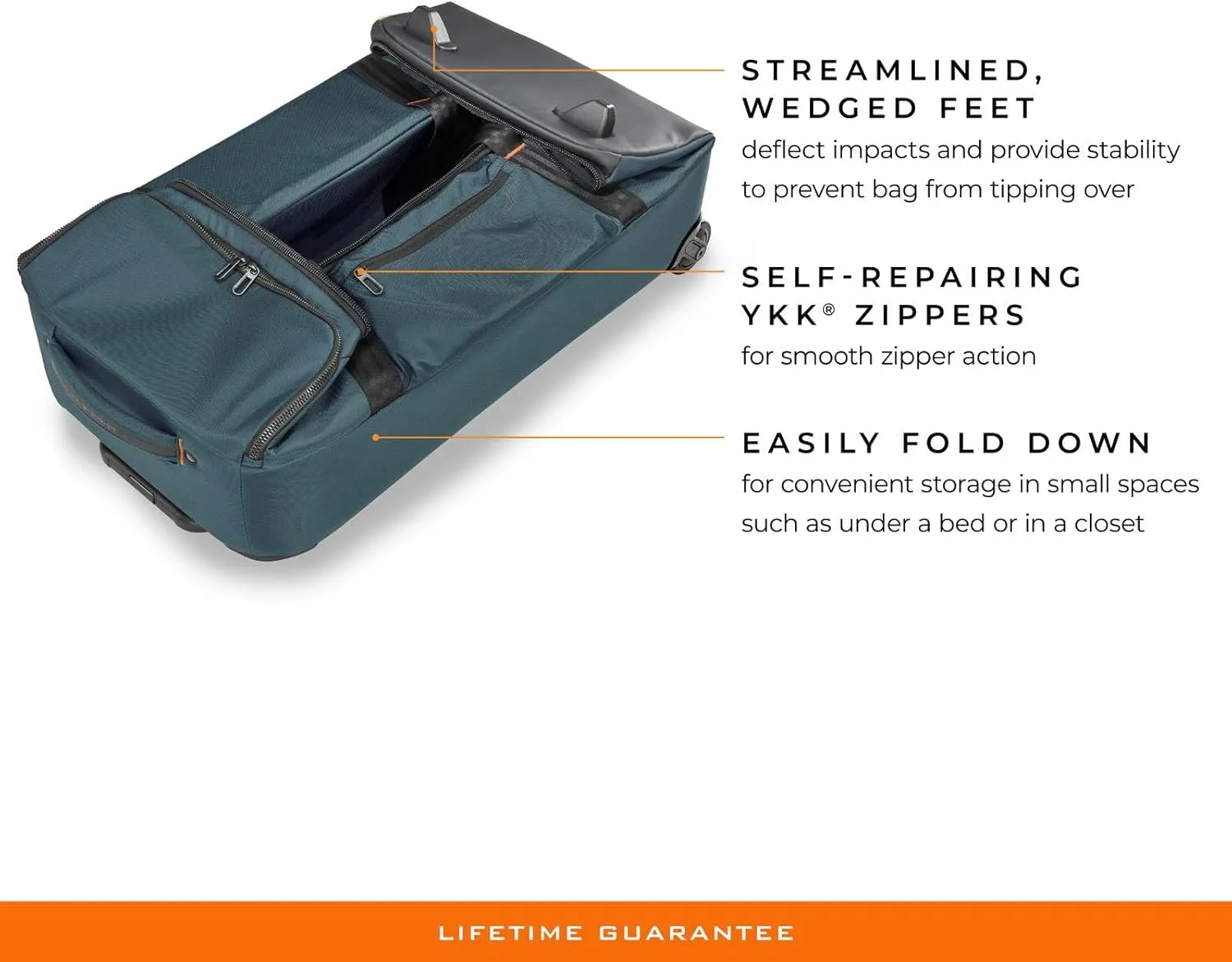 Briggs & Riley 27" Medium Upright Duffle - Checked Luggage for Travel, Suitcases with Wheels, Softside Rolling Bag for Men & Women, Self-Repairing Zipper - ZDX Collection, Ocean
