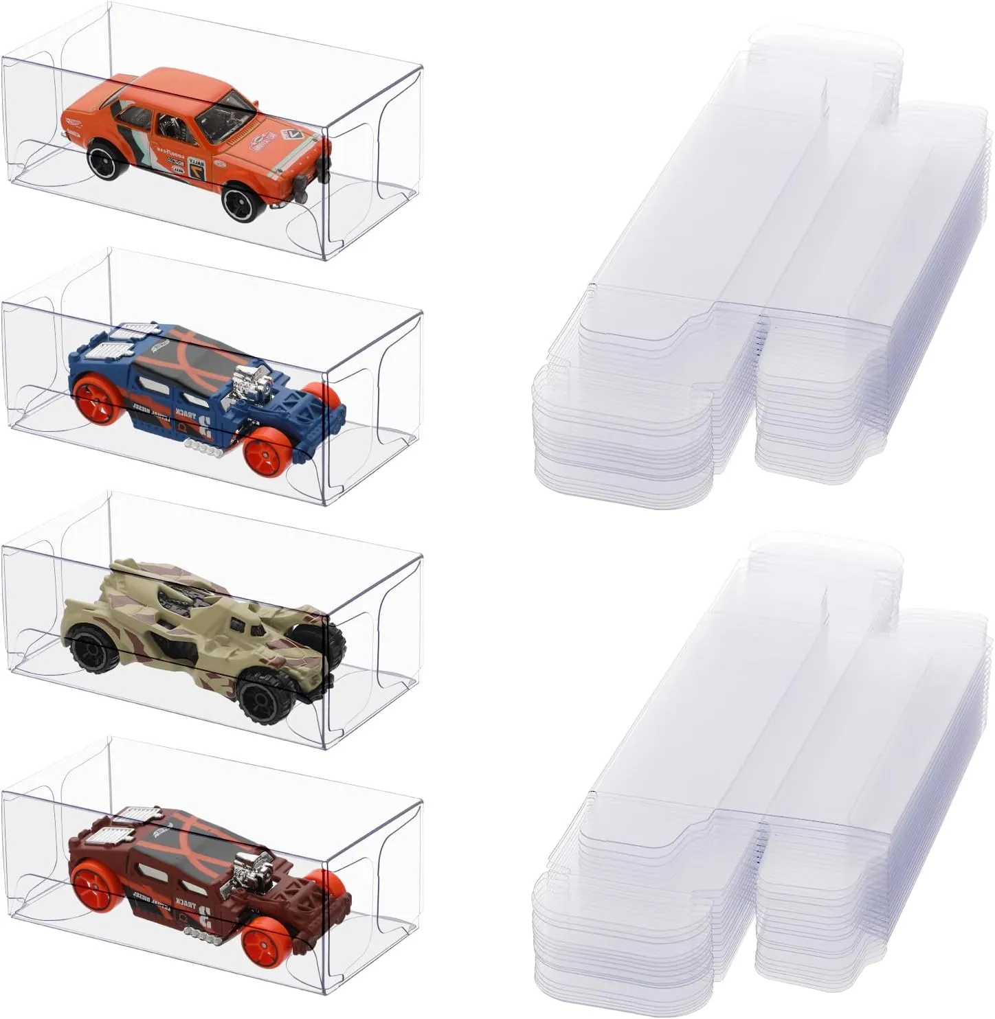 BTSKY 60 PCS 1/64 Scale Model Display Case Protector Packs Compatible With Hot Wheels Matchbox Collectors - Transparent Toy Car Boxes Square Clear PVC Plastic Diecast Display Case